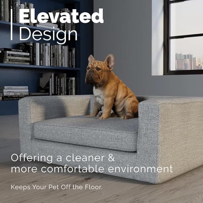 Premium and Luxury Elegant Dog Sofa Bed, Dog Bed, Dog Couches for Small to Medium Dogs with Removable Washable Cover, Elevated Dog Bed, Pet Furniture for Small to Medium Dogs, Gray