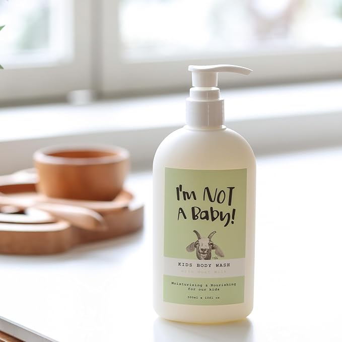 I'm NOT A Baby! Kids Body Wash– Dermatologist Tested, Allergen free, Cruelty-free, PETA, Gentle for Kids, Goat Milk, 10 Fl Oz
