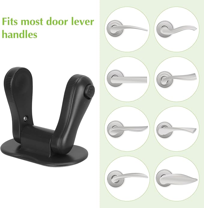 Child Proof Door Lever Lock, 3 Pack Door Locks for Kids Safety, Door Knob Child Proof, Baby Proofing, 3M Adhesive, Door Handle Child Proof, Baby Safety Locks for Toddlers (Black)