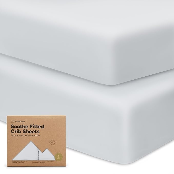 KeaBabies 2-Pack Organic Crib Sheets for Boys, Girls - 52x28 Fitted Crib Mattress Sheet Neutral, Breathable Jersey Cotton Cover for Baby Bed, Toddler Mattress, Soft & Cute Prints (Hazy)
