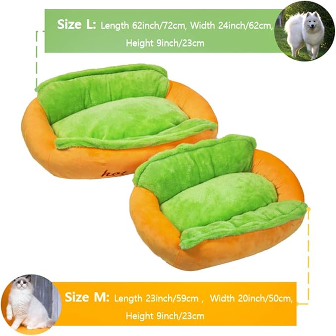 Hotdog Pet Dog Bed, Warm Dog Kennel Cat Nest Washable Pet Mat Removable Cat Sofa