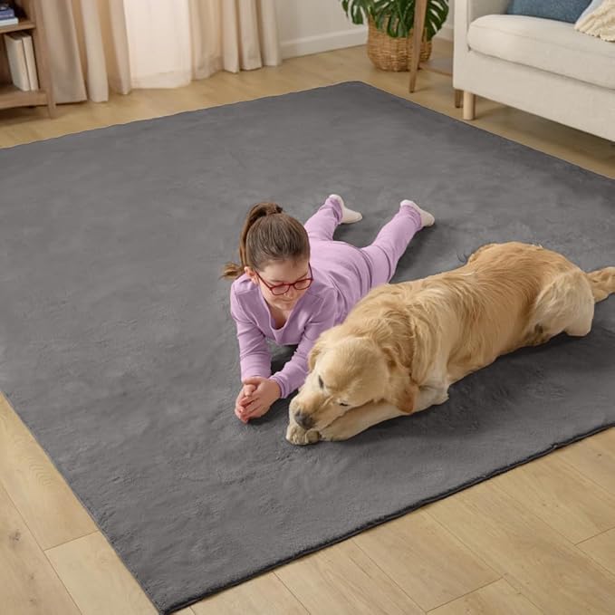 GORILLA GRIP Ultra Soft Washable Area Rug, Stain and Slip Resistant Plush Thick Carpet for Bedroom Living Room, No Shed Floor Rugs, Pet Friendly, Dorm Essentials, Kids Nursery Home Decor, 4x6, Gray