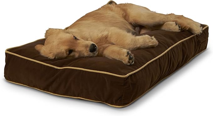 South Pine Porch Buddy Reversible Rectangle Pillow Style Microfiber Dog Bed with Removable, Machine-Washable Cover, Cocoa, Small (36 in. x 24 in.)