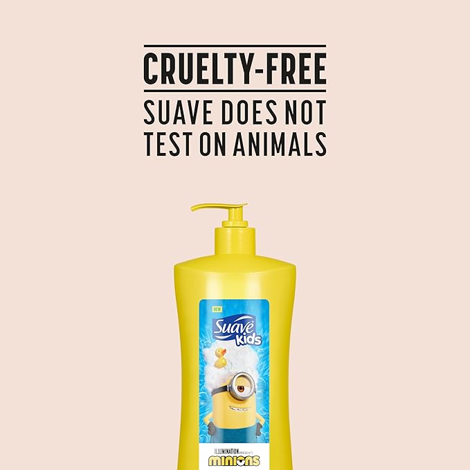 Suave Kids Minions 3-In-1 Shampoo, Conditioner, and Body Wash, For Tear-Free and Gentle Cleansing, 28 oz(Pack of 4)