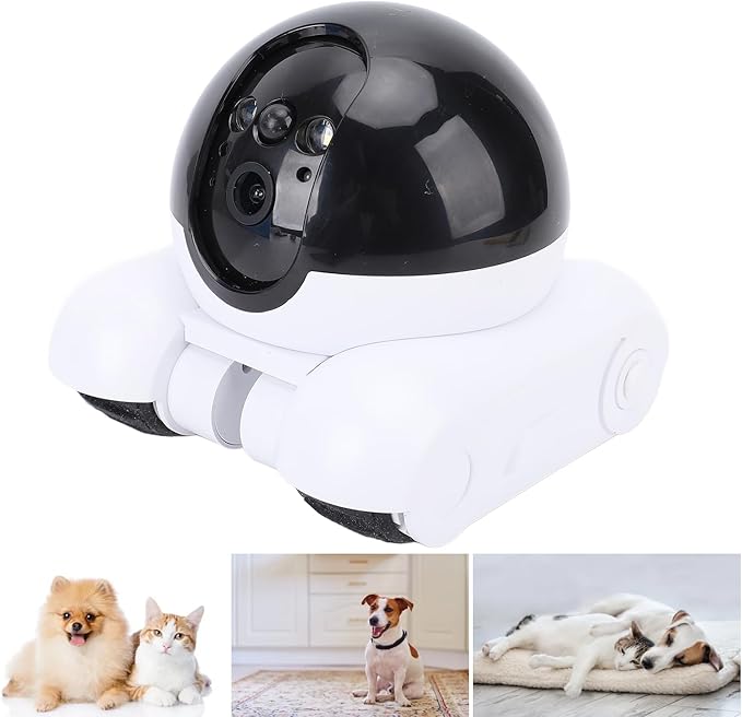 Movable Pet Camera with Double Lens 1080P Dual Rotating Picture Watching Wireless Indoor Security Camera for Cats Dogs