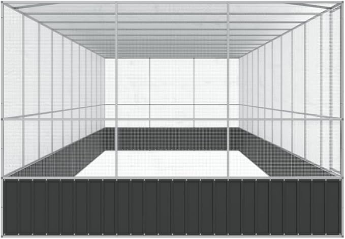 Large Metal Heavy Duty Walk-in Aviary Cage with Extension, Ample Activity Space Bird Cage with Lockable Door Also for Chickens and Rabbits, Silver 448.4"x120.9"x83.5" Steel,-420