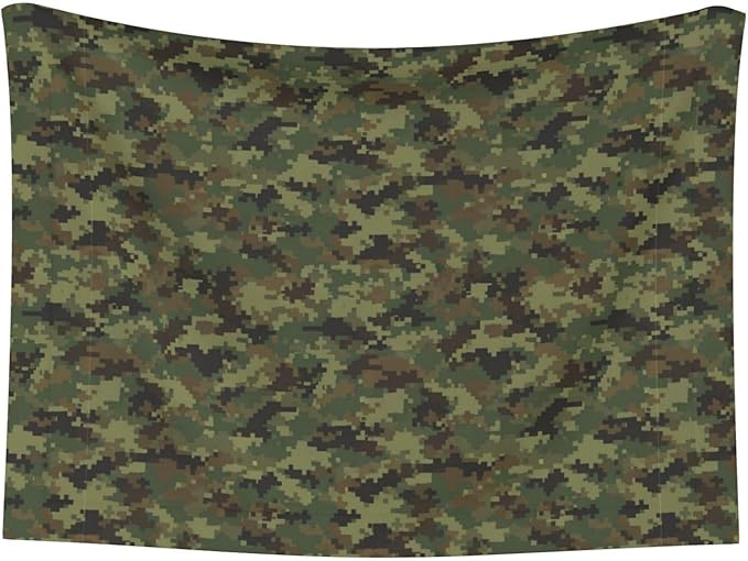 Dog and Cat Blanket in One, Camo Camouflage Hunting Green, Double Sided Plush Throw with Raised Dot Pattern on One Side and Flat Velvet on Other for Variety