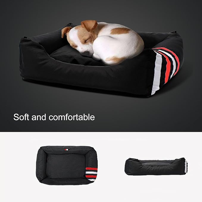 Dog Beds for Small Medium Dogs & Cats, Waterproof Dog Sofa with Removable Cover, Sleeping Warming Dog Bed & Furniture, Soft and Comfy Dog Couch Bed with Non-Slip Bottom (36.6"X28.3"X6.3",Blue)