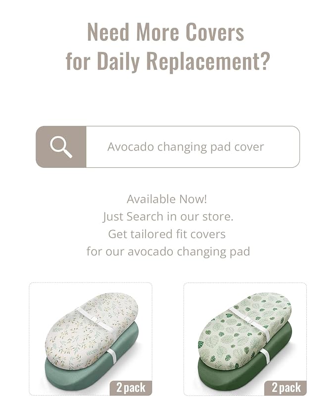 Blissful Diary Muslin Baby Changing Pad with Waterproof Lining Foam, Baby Changing Table Pad with Cover for Dressers (Botanical Leaf, Avocado)