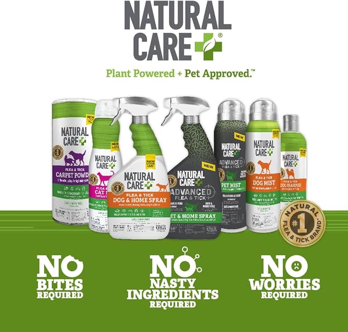 Natural Care Flea and Tick Carpet Powder, Flea & Tick Treatment for Rugs, Carpet, and Pet Bedding, Pet Essential, Pest Prevention, 8.1 oz Canister (Pack of 4)