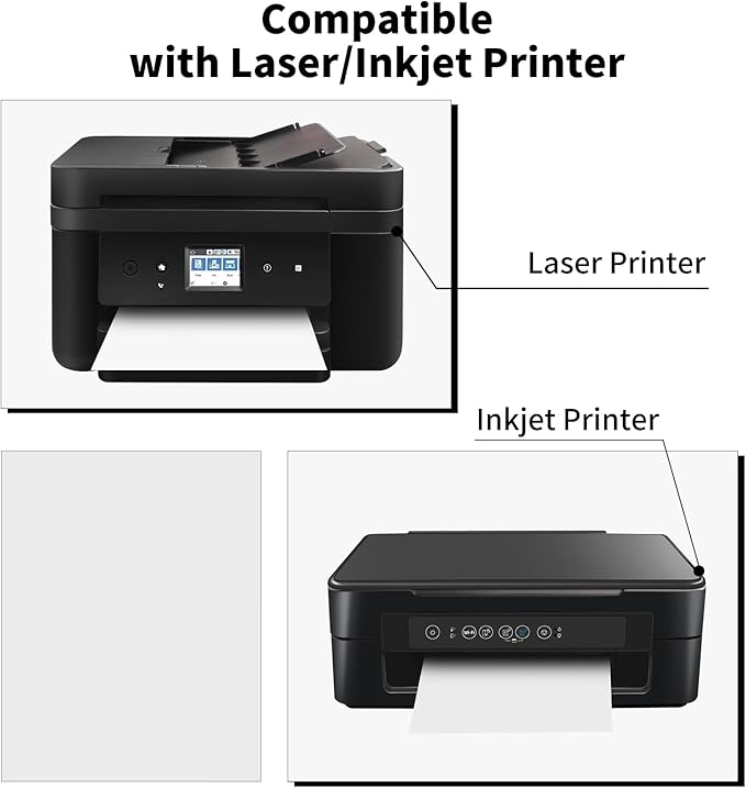 8.5" x 11" Full Sheet Label Sticker Paper for Laser & Inkjet Printers, Self Adhesive Full Page Shipping Labels, Printable White Matte Mailing Label Stickers(600 Sheets, 600 Labels)
