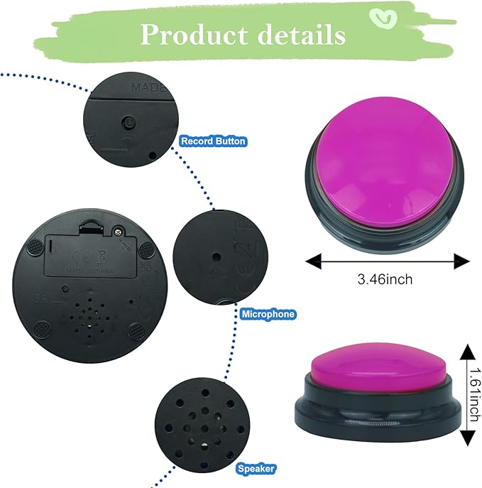 Set of 6 Dog Buttons for Communication, Voice Recordable Buttons for Classroom, Dog Training Talking Buttons Starter Set, Pet Easy Speaking Buttons Tools
