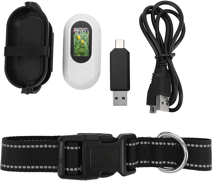 SUNGOOYUE Pet Collar Camera, 1080P HD Video Recording Adjustable Angle View with Back, for Dogs Cats Indoor Outdoor Travel Adventure (128GB)