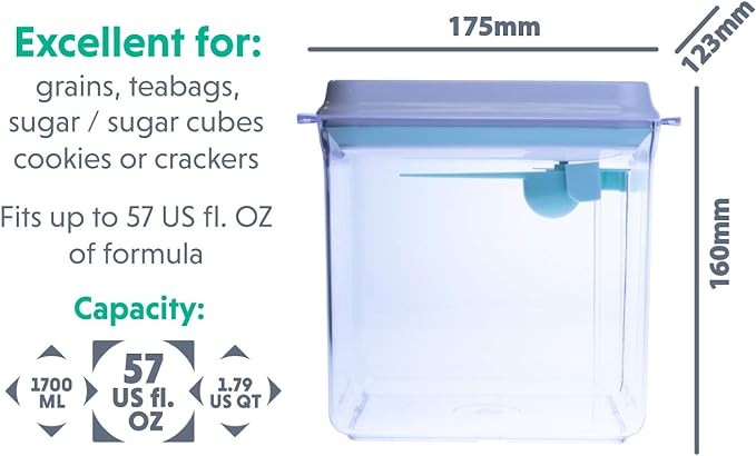 BopTop (1pc - 1700ml) Airtight Food Storage Container – Mechanical Silicone Seal Canister - BPA-Free - 1.79Qt