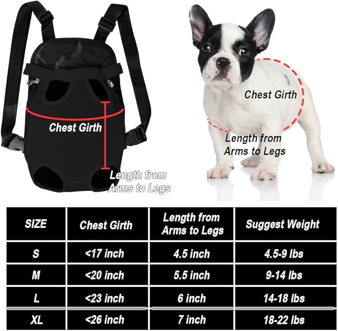 FEimaX Dog Carrier Backpack Pet Legs Out Front Cat Travel Bag, Adjustable Puppy Backpacks Carriers Hands-Free for Small Medium Dogs Cats Hiking Traveling Camping Daily Walking (Medium, Black)