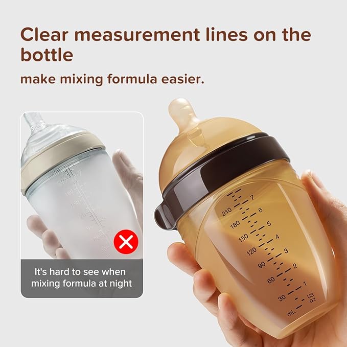 Silicone Natural Breast-Like Bottle with Nipple(7-10 Months),8oz，1pack