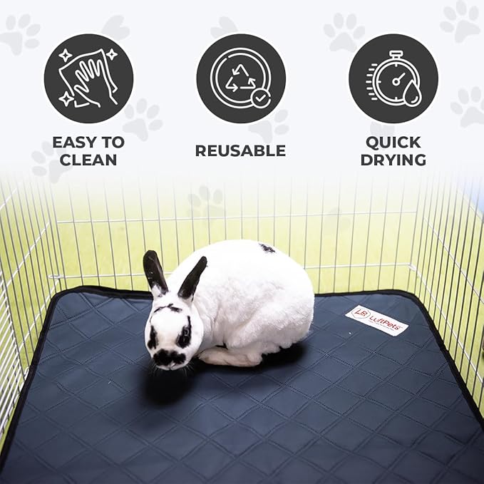 Washable Rabbit & Guinea Pig Cage Liner & Bedding for Midwest (24"x47"), Easy to Clean Unlike Fleece, Waterproof, Absorbent, Non-Slip Pee Pad, Reusable Bunny Mat for Small Animals