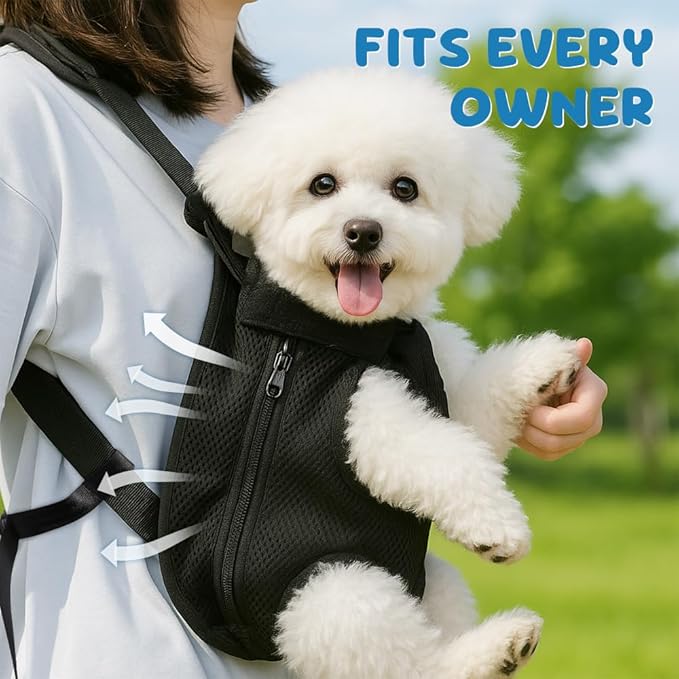 Dog Backpack Carrier, Adjustable Pet Front Carriers, Legs Out Carrying Sling Travel Bag for Small Medium Dogs 10-16 Lbs, Soft Wearable Puppy Chest Carry Backpacks for Walking/Hiking/Camping/Traveling