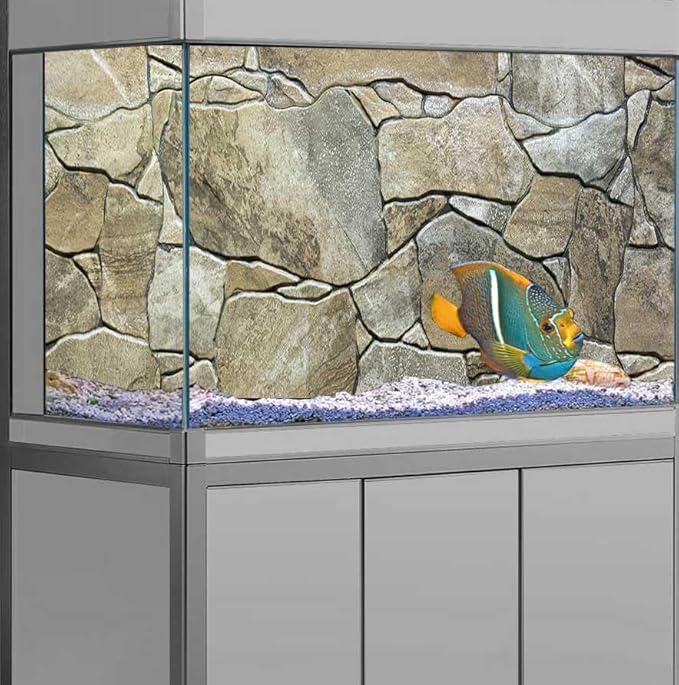 36X20IN Marble Aquarium Background, Art Marble Aquarium Background, Natural Marble Glass Terrarium Background with 8 EVA Double-Sided Tape