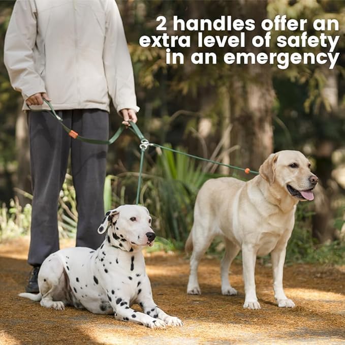 Howgo Double Slip Leash Slip Lead | Dual Dog Lead for 2 Dogs,360° Swivel No Tangle | Dog Training Nylon Leash and Collar | Double Clip Coupler and Splitter | Lightweight Aluminum (Red, 3FT)