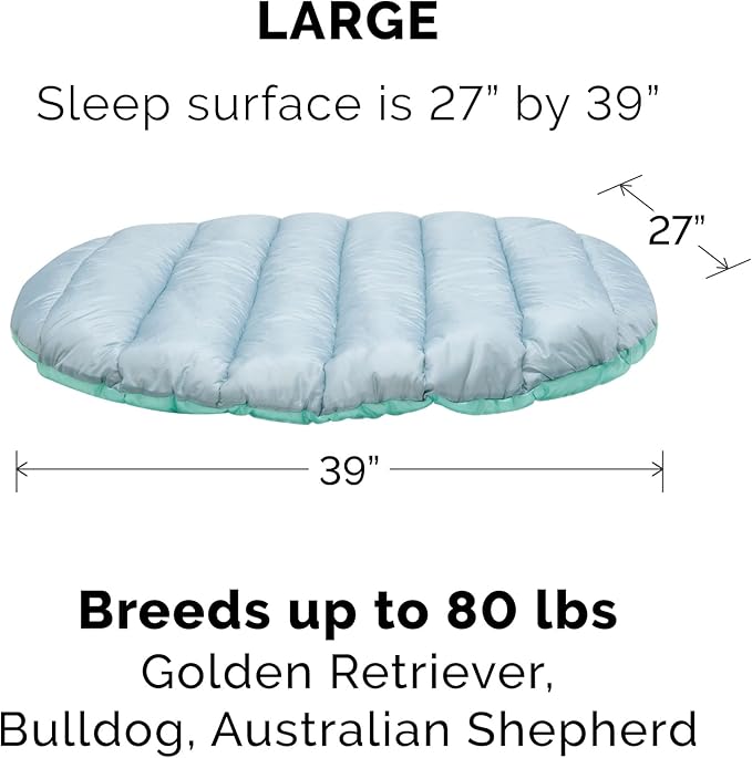 FurHaven Outdoor Travel Dog Bed for Large Dogs, Lightweight Trail Pup Travel Pillow Mat with Stuff Sack, Machine Washable & Foldable, Large, Aqua/Granite Gray