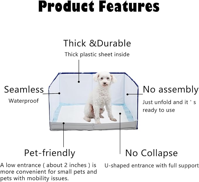 Dog Litter Box with High Walls,Pee Pad Holder Tray for Indoor Dog Potty,No Assembly,No Spill,Waterproof,Easy to Clean,Portable for Travel (Black Star, S-23.6''Lx23.6''Wx12''H)