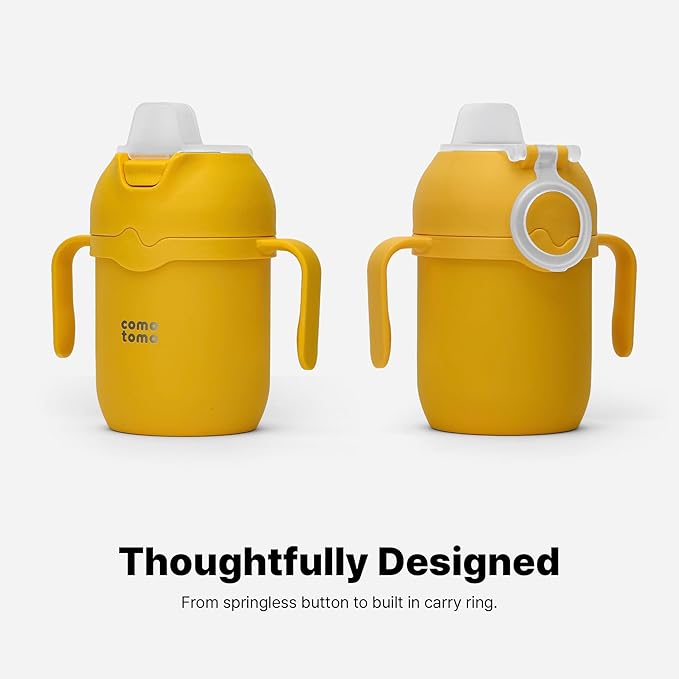 Comotomo Toddler Tumbler 8oz Insulated Sippy Cup with Silicone Straw and Spout, Yellow (Yellow)