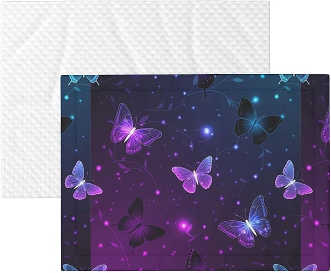 Pet Blanket for Travel and Home, Background with Night Butterflies, Reversible Plush Dot Design with Soft Grip Texture on One Side Perfect for Car Seats Moving Vehicles