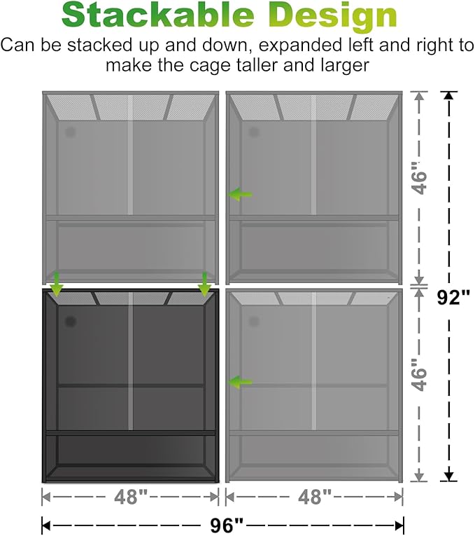 230 Gallon Bearded Dragon Tank, 48"x24"x46" Reptile Terrarium with Mesh Top Cover and PVC Side Panels, Front Sliding Glass Door with Combination Lock, Tall Enclosure for Ball Python, Snake, Lizard