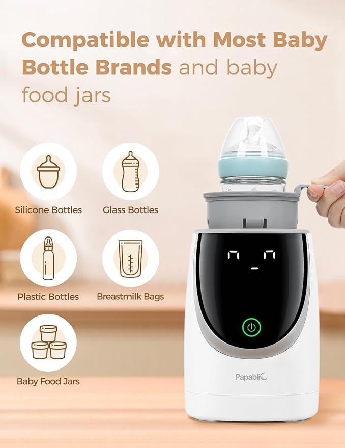 Papablic NutriWarm™ Swirlable Bottle Warmer – Advanced Nutrient-Preserving Warming Technology, Fast and Even Warming for Breastmilk & Formula, Precise Temperature Control, Easy to Use