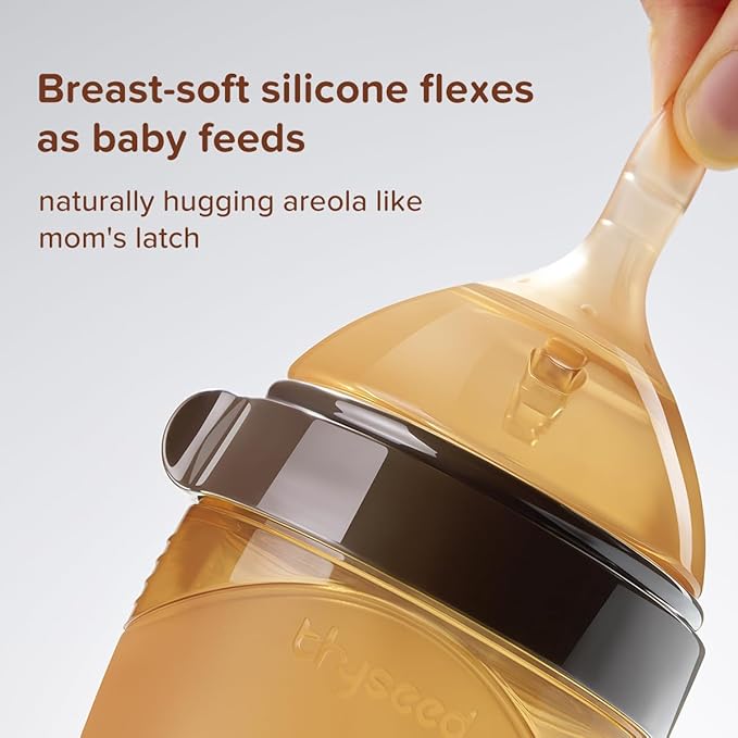Silicone Natural Breast-Like Bottle with Nipple(7-10 Months),8oz，1pack