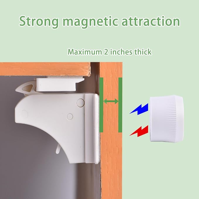 20 Pack Vkania Magnetic Cabinet Locks Baby Proofing - Baby Safety Latches for Drawers and Cabinets -Easy Installation No Drilling