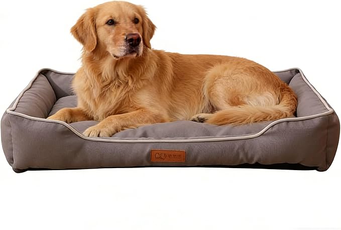 Pet Bed & Dog Beds: Waterproof Dog Bed for Small/Med/Large Dogs/Cats Premium Oxford Cloth, All-Season, Bite-Resistant, Shape-Retaining, Thick PP Cotton, Quick Rebound, Urine-Proof (Large)