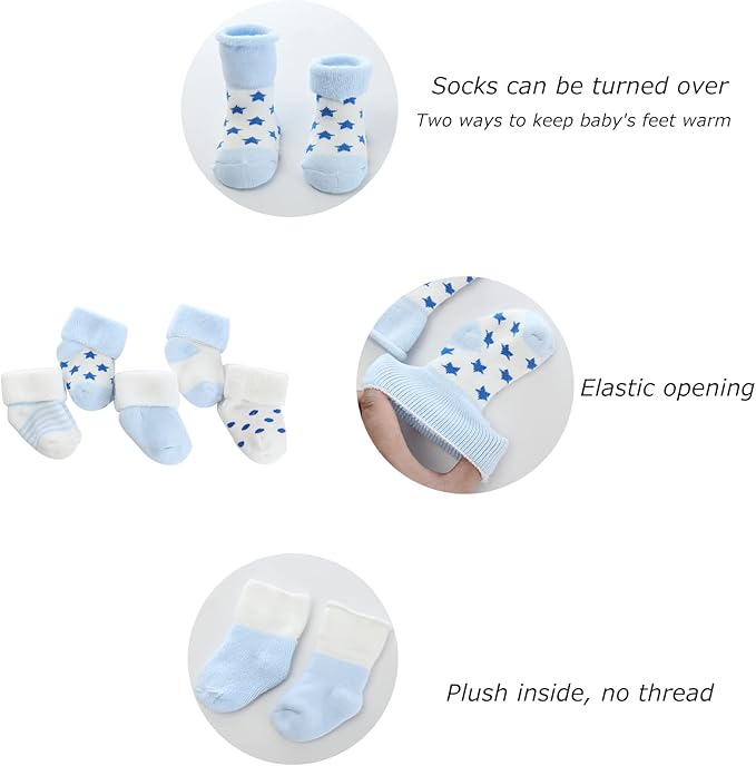 Newborn Baby Boy Girl Caps Mittens Socks Set Cotton Baby Essentials Accessories (Hats+Gloves+Socks)