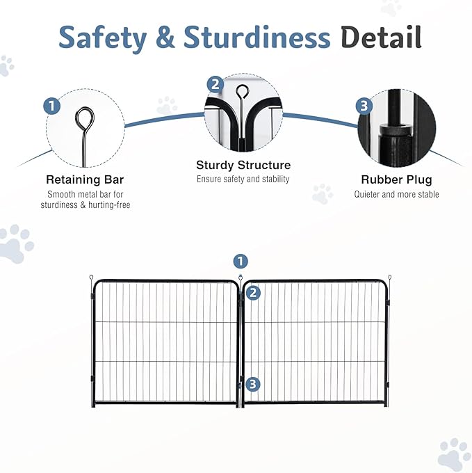 DUMOS Dog Playpen Indoor, Metal 40 Inch 2 Panels Foldable Pet Fence with Door, Outdoor Small Medium Large Dog Puppy Portable Exercise Play Pen for RV Camping, Trips, Play Yard