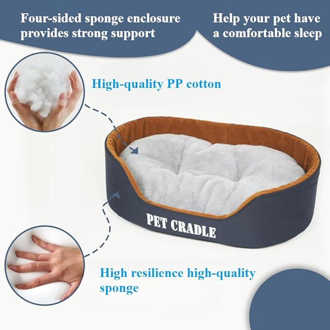 Dog Bed Orthopedic Dog Couch Bed, Waterproof Pet Bed with Removable Washable Mat & Non-Slip Bottom(Grey,15.75''X11.81'')