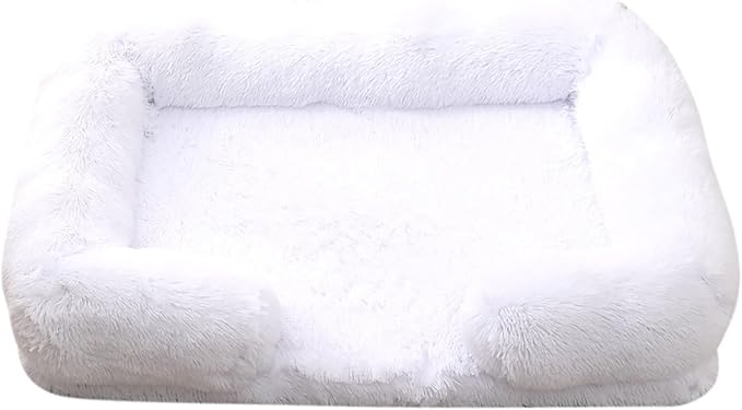 Dog Beds Large Sized dog Orthopedic, Sofa Dog Bed with Waterproof Lining and Nonskid Bottom, Rectangle Washable Dog Bed for Medium Small Dogs and Cats Comfortable ( Color : White , Size : 23 x 18" )