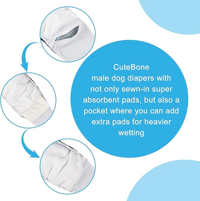 CuteBone Dog Belly Bands for Male Dogs Wraps Washable Doggie Diapers DM06S