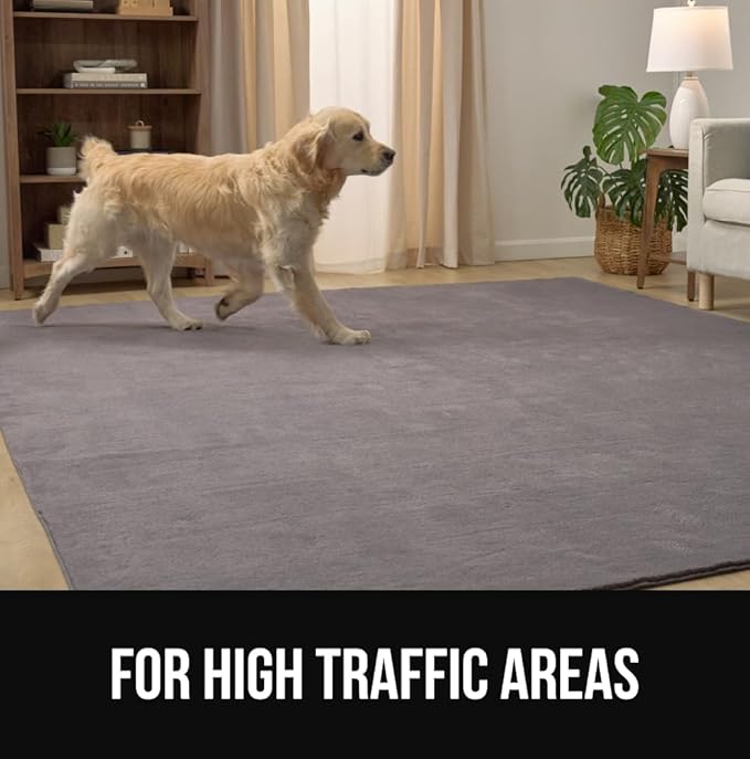 GORILLA GRIP Ultra Soft Washable Area Rug, 5x7, Stain and Slip Resistant Plush Thick Carpet for Bedroom Living Room, No Shed Floor Rugs, Pet Friendly, Dorm Essentials, Nursery Home Decor, Dark Gray