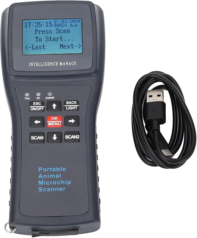 Sonew Pet Microchip Scanner Handheld ID Reader with Capability, Automatic Data Storage & USB Connectivity (Without Bluetooth)