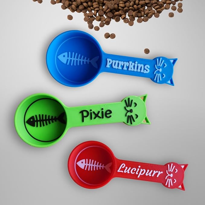 Personalized Cat Food Scoop, Cat Food Measuring Cup with Name, Kibble Scoop (0.5 oz - 1/16 cup)