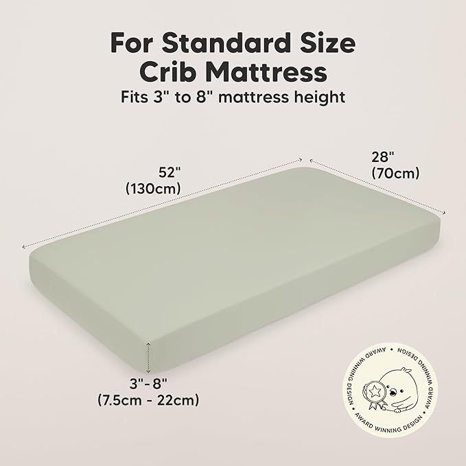 KeaBabies 2-Pack Organic Crib Sheets for Boys, Girls - 52x28 Fitted Crib Mattress Sheet Neutral, Breathable Jersey Cotton Cover for Baby Bed, Toddler Mattress, Soft & Cute Prints (Lichen)