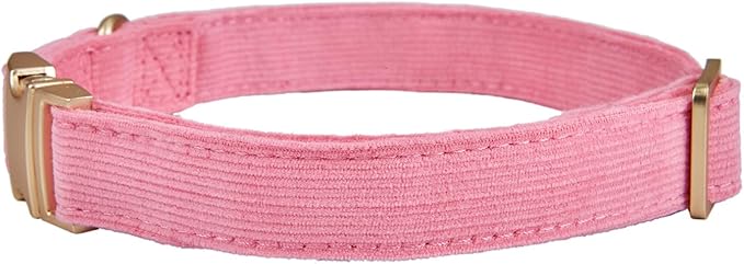 Soft Cotton Dog Collar with Metal Buckle Adjustable Heavy Duty Comfy Corduroy Collars for Small Medium Large Dogs,Rosy Pink,Small