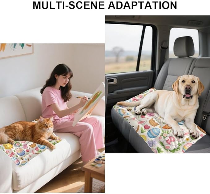 Dog Bed Furniture 36 × 24 Inch Floral Pastel Easter Bunny Egg Chick Dog Pads Crate Pad Easy-Fold Small Crate Bed Cama De Perros Medianos One Pack Pet Pads for Cats Kennel Pad for Travel