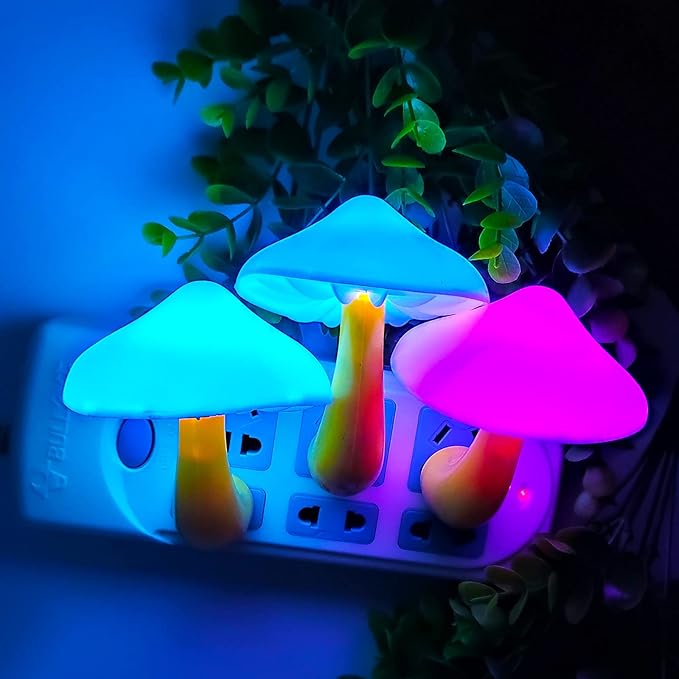 AUSAYE Sensor LED Night Light Plug in Lamp Mushroom Night Light 7-Color Changing Magic Pretty Mushroom-Shaped Night Lights for Adults Kids NightLight