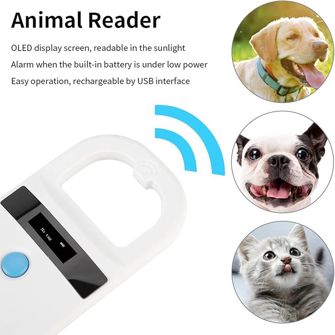 Pet Tag Scanner,Pet Scanner,Microchip Scanner, Rechargeable Animal Chip ID Scanner Microchip Scanner Pet Tag Scanner