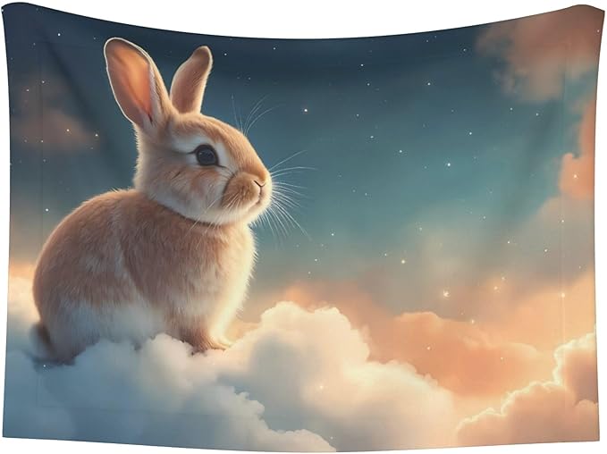Waterproof Dog Blanket Soft Pet Blanket for Puppy Cat, Fleece Cat Throw Blankets for Furniture Bed Couch Sofa Reversible - Starry Sky Cloud Cute Rabbit