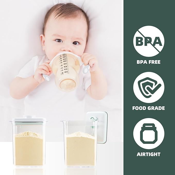 Baby Milk Powder Container - 2300ml Air Tight Formula Dispenser with Spoon and Scraper, BPA-Free, Clear, 28OZ, 1.76LB, 800g