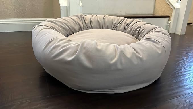 Organic Cotton Canvas Dog Bed: Removable Cover, Natural Fill - Made in USA (Gray, X Large 42" x 8" inches)