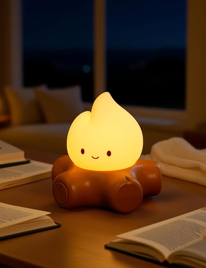 Fake Campfire Lamp, Ambient Lighting, White Noise Soothes The Mood, Portable Rechargeable Night Light, Candlelight Mode Mood Lighting, Bedroom, Desktop, Camping Decor (3Pack)